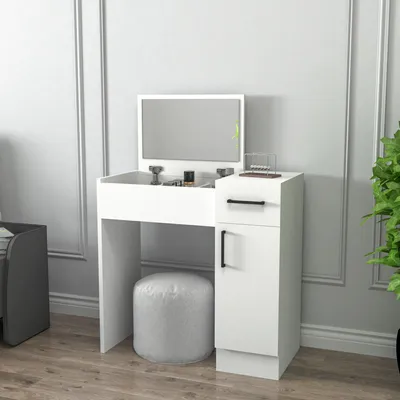 Immagine prodotto di Lequile - Toeletta, 74x38x108h cm Bianco, Specchio Incluso