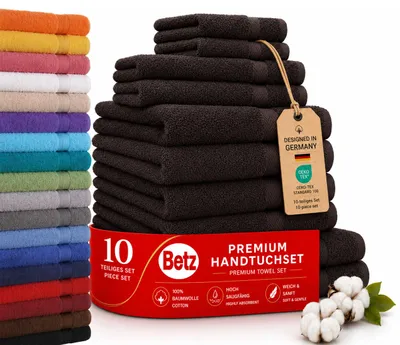 Produktbild von Betz Premium Classic Frottier Handtuch-Set 10-teilig - 2X Liegetücher - 4X Handtücher - 2X Gästetücher - 2X Seiftücher - Dunkelbraun