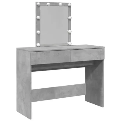 Produktbild von Schminktisch mit LED-Beleuchtung Betongrau 100x40x130 cm