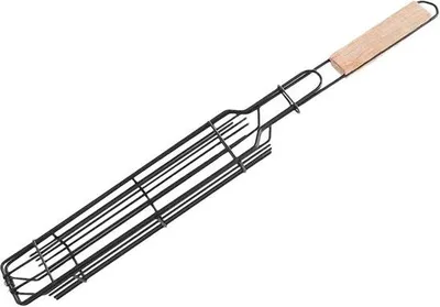 Obrázek produktu pro Grilovací koš na kebab a zeleninu – ocel – pro grilování a kempování – vhodný pro zeleninu, ryby a maso na grilu – rozměry 42 x 4,5 x 4,5 cm