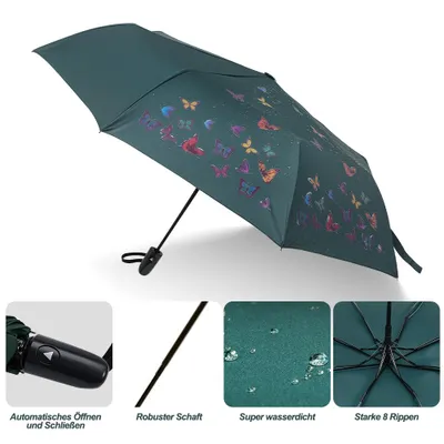 Produktbild von Taschenregenschirm Regenschirm, Umbrella Schirm mit Farbwechsel Regen Taschenschirm
