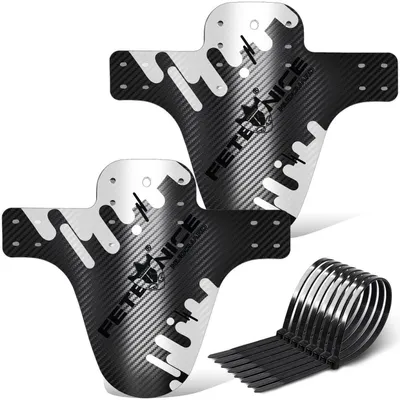 Immagine prodotto di Set di parafanghi per bicicletta, texture in fibra di carbonio, modello universale per mountain bike, 2 pezzi, compatibile con ruote da 24-29 pollici