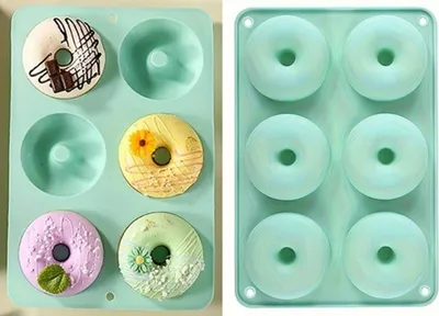 Produktbild von GKA 6er XL Silikonform Donuts Backform Form für 6 Donuts Silikon Silikonbackform Donutsform