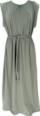 Produktbild von Maxikleid aus Baumwolle, Langes Basic Kleid - Khaki, Damen, Grün, Baumwolle(Bio),Elasthan, Größe: S