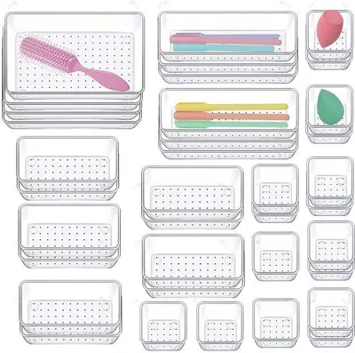 Immagine prodotto di Piccolo organizer da cassetto per l'ufficio, set da 36 pezzi con 4 misure diverse, organizer per il trucco, organizer da cucina per ufficio, scrivania, cucina e bagno