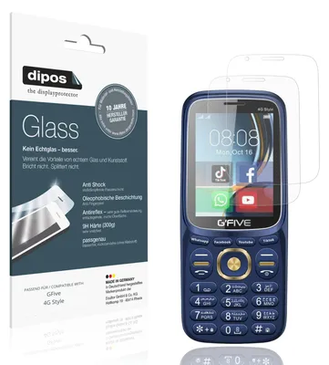 Produktbild von 2x Schutzfolie für GFive 4G Style matt - Anti-Shock 9H Folie dipos Glass Kunststoffglas