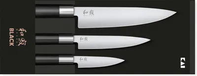 Produktbild von Kai Messerset Wasabi Black (Officemesser + Universalmesser + Kochmesser) 3-teilig