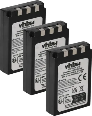 Produktbild von vhbw 3x Akku kompatibel mit Olympus Camedia C-5000 zoom, C-470 zoom, C-760 Ultrazoom, C-50 zoom, C-70 zoom, C-60 zoom Kamera (750 mAh, 3,7 V, Li-Ion)