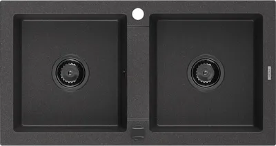 Produktbild von Mexen Mario 2-Becken-Granit-Spülbecken 820 x 436 mm, Schwarz gesprenkelt, Siphon Schwarz - 6504822000-76-B