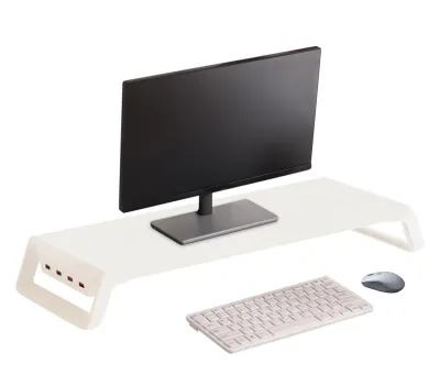 Image de Support de moniteur en bois, organisateur de bureau