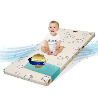 Produktbild von Kindermatratze | klappbare Kindermatratze | Kinder Rollmatratze | Reisebett-Schaumstoffmatratze 70x140 | Kinderbettmatratze mit Mikrofaserbezug