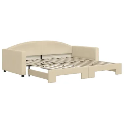 Image de vidaXL Lit de jour extensible Crème 100x200 cm Tissu