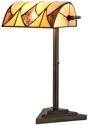 Produktbild von Casa Padrino Luxus Tiffany Tischleuchte Schwarz / Gelb 22 x 14,5 x H. 42 cm - Schreibtischleuchte