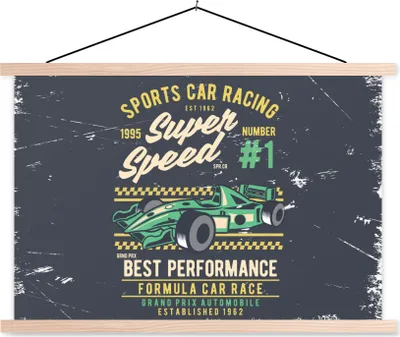 Produktbild von MuchoWow® Textilposter Auto - Rennstrecke - Oldtimer 60x40 cm mit holzfarbenen Rahmen - Bilder