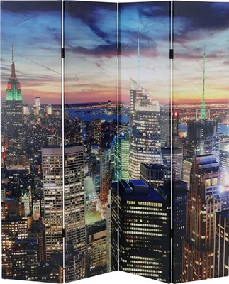 Produktbild von LED-Paravent Trennwand Raumteiler New York, Timer, netzbetrieben 180x160cm, 28 LEDs