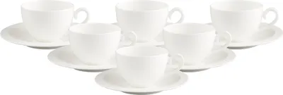 Produktbild von Villeroy & Boch White Pearl Kaffeetasse mit Untertasse 120 ml 6er Set
