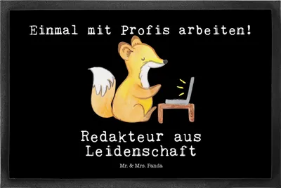 Produktbild von Mr. & Mrs. Panda Fussmatte Redakteur Leidenschaft 40 x 60 cm - Schwarz - Geschenk, Lustig, Journalismus, Schmutzmatte, Schmutzfangmatte, Fußabstreifer, Beruf, Spruch