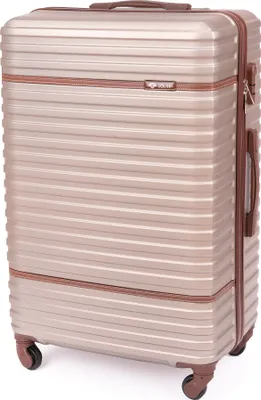 Image de Solier valise rigide, valise à roulettes avec serrure à combinaison, grande valise trolley ABS XL 69L champagne