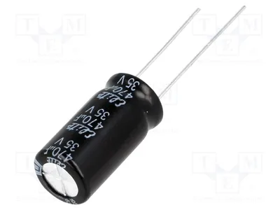 Produktbild von 10x Kondensator: elektrolytisch 35VDC 470uF Ø10x20mm THT 20% PF1V471MNN1020 Elekt