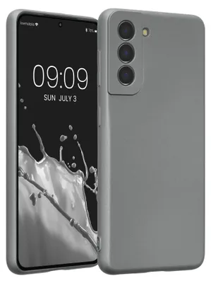 Produktbild von kwmobile Handyhülle für Samsung Galaxy S21 Hülle - weiche Silikon Case metallisch schimmernd - Schutzhülle Cover - Metallic Grau