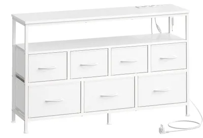 Obrázek produktu pro Komoda s LED osvětlením, komoda se zásuvkami | Bílá | 113,8 x 30 x 68,1 cm