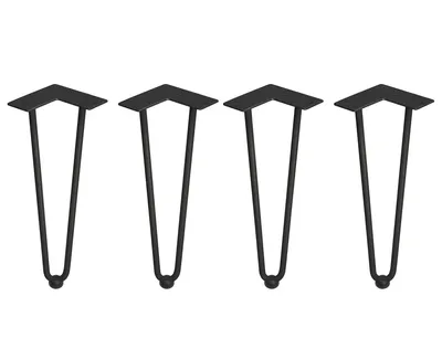 Zdjęcie produktu dla 4 nogi stołowe Hairpin, nogi meblowe 40 cm, nogi podporowe czarne, metalowe