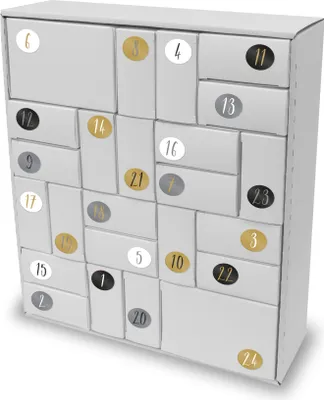 Produktbild von itenga SET Adventskalender zum Füllen Quader Mix (weiß) + Sticker Z52