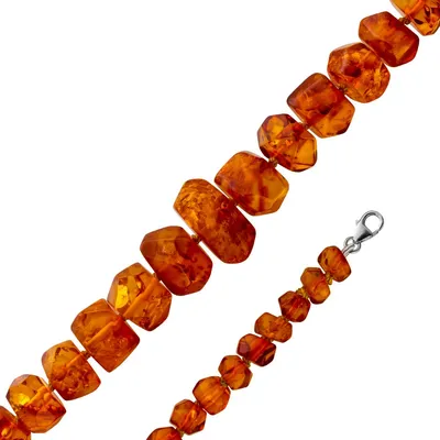 Produktbild von Bernstein Kette baltische Edelsteine 210ct cognac-honiggelb Antikschmuck 72