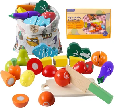 Produktbild von Holzspielküche mit Gemüse und Fleisch