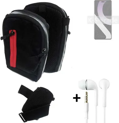 Produktbild von K-S-Trade Outdoor Gürteltasche Holster Umhängetasche + Kopfhörer kompatibel mit Xiaomi Civi 2 schwarz Handy Tasche Case travelbag Schutzhülle