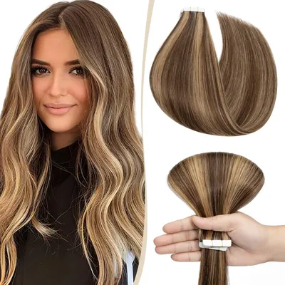 Productafbeelding van Haarverlengingen, 100% Remy haar, 35 cm, mediumbruin/lichtblond