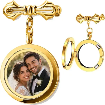 Immagine prodotto di Portafoto in argento con fiocco, 3 x 4 cm, ciondolo commemorativo per matrimoni