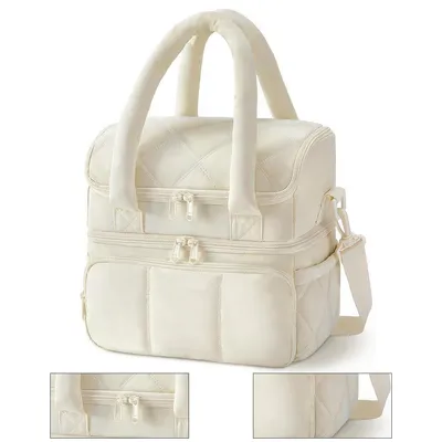 Produktbild von Lunchtasche, doppelstöckige isolierte Lunchbox, langlebig und wiederverwendbar, Kühlbox für Arbeit, Picknick, Reisen, Essenszubereitung