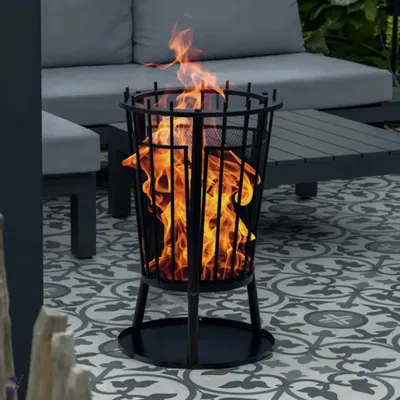 Produktbild von HI Feuerkorb mit Funkenschutz Schwarz 40 x 61 cm