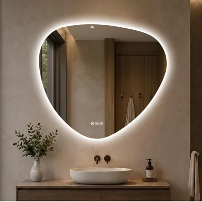 Image de S'AFIELINA Miroir Salle de Bain LED 70 x 80 cm, Rétroéclairé, Sans Cadre, 3 couleurs de lumière, intensité réglable, anti-buée et mémoire.