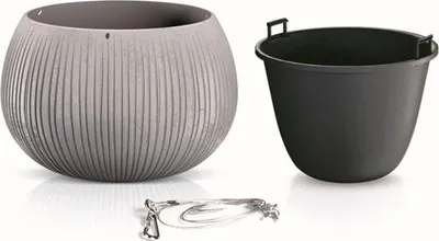 Obrázek produktu pro Květináč s vkladem a ocelovým lankem BETON BOWL WS 29 cm - šedý