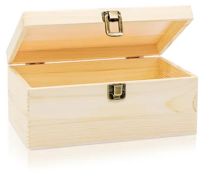 Productafbeelding van Houten kist met deksel en slot - Opbergdoos van hout - Voor organisatiedoeleinden - 24x14x10 cm