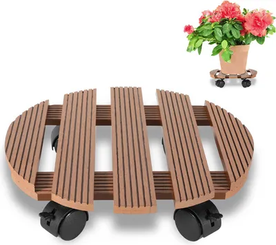 Produktbild von Jopassy 2x Pflanzenroller Blumenroller Blumentopfuntersetzer Rollbrett Braun Rund