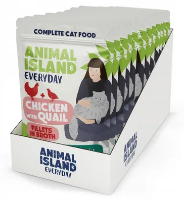 Obrázek produktu pro ANIMAL ISLAND Kuřecí filé s křepelkou v vývaru - mokrá kořist pro kočky - 12x85 g