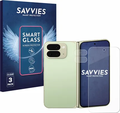 Produktbild von 3x Savvies Schutzglas Folie für Google Pixel 10 Pro Fold (Display+Kamera) 9H Panzer Schutzfolie Glas Displayschutz klar transparent
