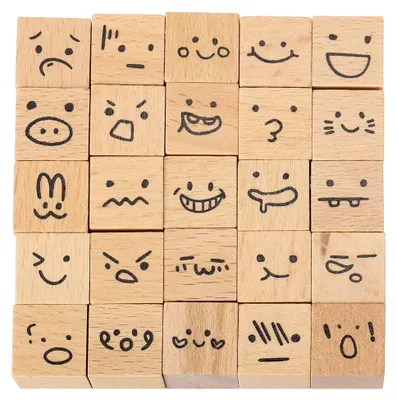 Produktbild von Set aus Holz-Gummistempeln, 1,5 cm x 1,5 cm x 2,5 cm für DIY und Scrapbooking