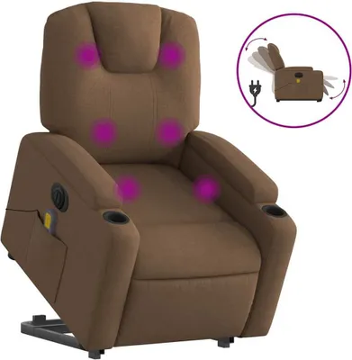 Produktbild von vidaXL Elektrischer Massagesessel mit Aufstehhilfe Braun Stoff
