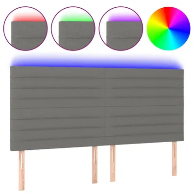 Image de vidaXL Tête de lit LED gris foncé 160x5x118/128 cm Tissu