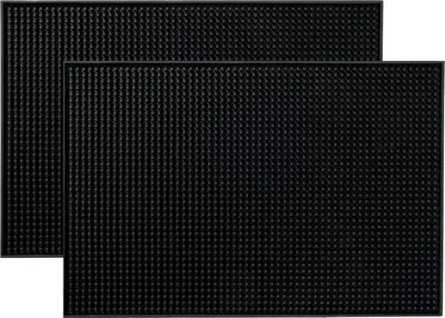 Image de 2 tapis de service en PVC noir, 45 cm x 30 cm, pour barmen
