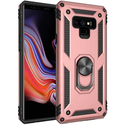 Obrázek produktu pro Galaxy Note 9 Pouzdro s Kroužkem, Dvouvrstvé Tvrdé PC TPU, Nárazuvzdorné Pouzdro s Stojánku pro Samsung Galaxy Note 9 Růžové zlato