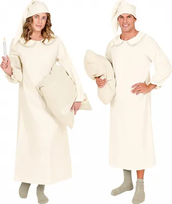 Produktbild von Altweißes Kostüm Nachthemd mit Mütze Größe: XL/XXL