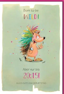 Produktbild von Geburtstag - Karte mit Umschlag - Bunter Igel, gezeichnet