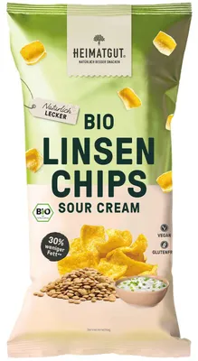 Produktbild von Heimatgut Linsen Chips Sour Cream Style 75g