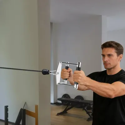Produktbild von Parallelgriff Zuggriff - Latzug V-Griff für Kabelzugmaschine - Schwerer Stahl - Rücken Bizeps Trizeps Training - Schwarz