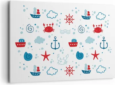 Produktbild von Bild auf Leinwand - Leinwandbild - Meer Boot Anker Schiff - 120x80cm - Wand Bild - Wanddeko - Leinwanddruck - Bilder - Kunstdruck - Wanddekoration - Leinwand bilder - Wandkunst - AA120x80-2889